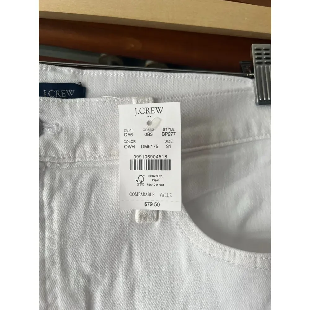 NWT J. Crew Women's Classic Fit Denim Rolled Hem Cut-Off Shorts White Size 31